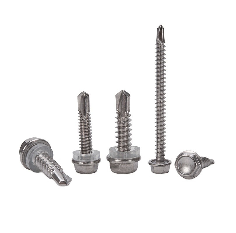 5/16 M8 Galvanizado cabeza hexadecimal auto-perforación tornillos de techo métrico de acero inoxidable tornillos Tek con lavadora de caucho para el techo