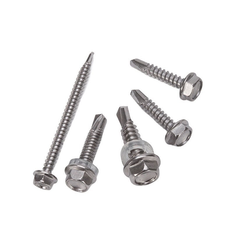Tornos de techo de hexagonal galvanizado de acero inoxidable para techo de perforación automática con lavadora de caucho ST3.9 ST4.2 ST4.8 ST5.5 ST6.3 para techo