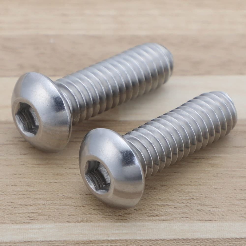 1/4-20 x 1/2 pulgadas de cabeza de botón enchufe de tapa pernos 18-8 acero inoxidable 304 acabado plano de hilo completo Allen hex drive cabeza de pane