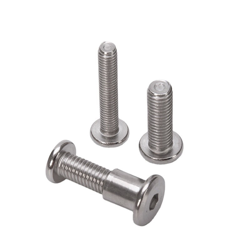 Grado métrico 8.8 A2-50 M6 Acero inoxidable 304 cabeza de enchufe hexagonal plana para hombres y mujeres tornillos de Chicago con tuerca estándar DIN