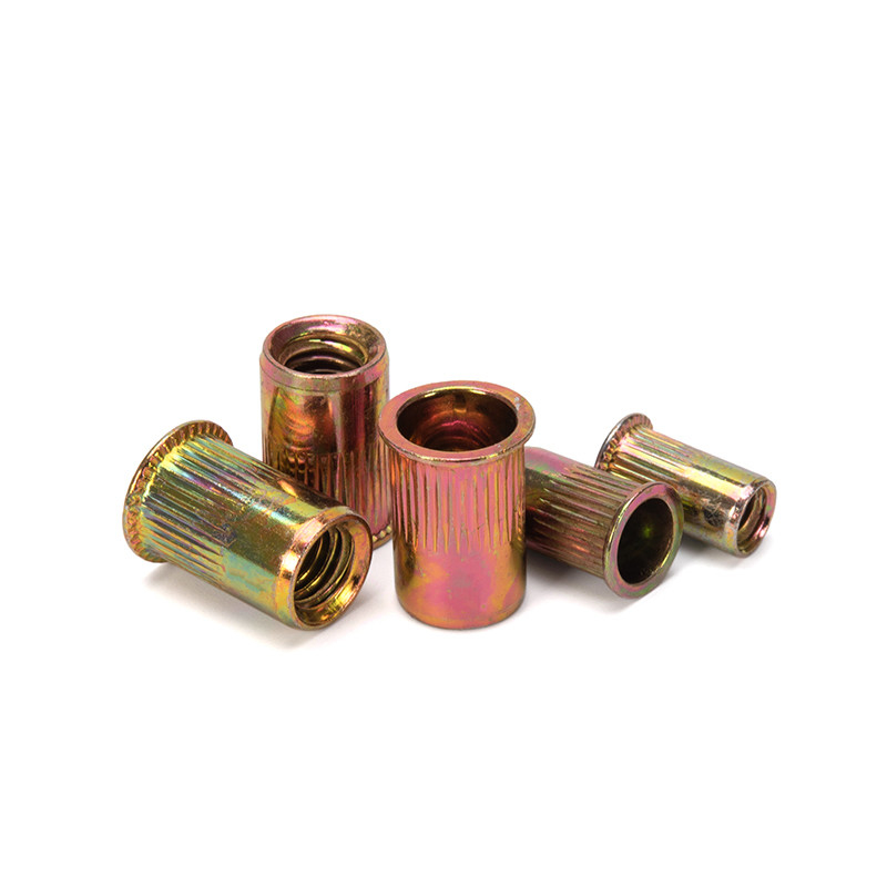 Industria de alimentos y bebidas zincado con cabeza plana hueca con tuercas de remachado para fijación de acero M3-M12 en acero inoxidable 304