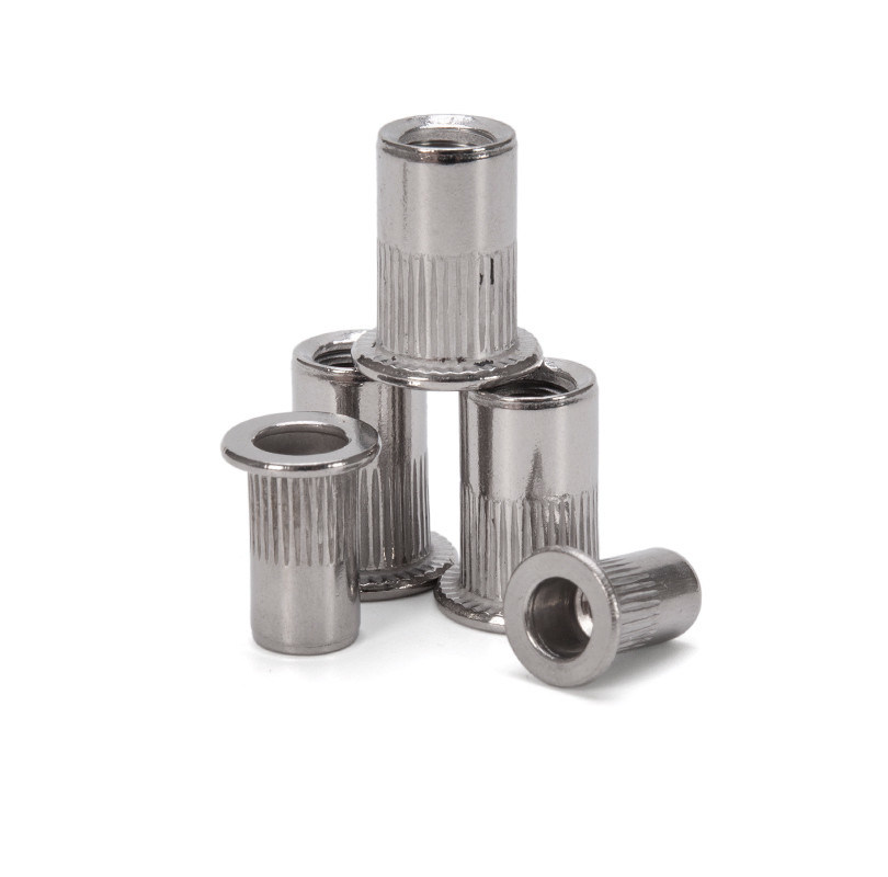 DIN Estándar zincado de acero carbónico de cabeza plana Rivetnut Blind Rivet Nuts con rosca Insert Blend Nut para soluciones de fijación versátiles