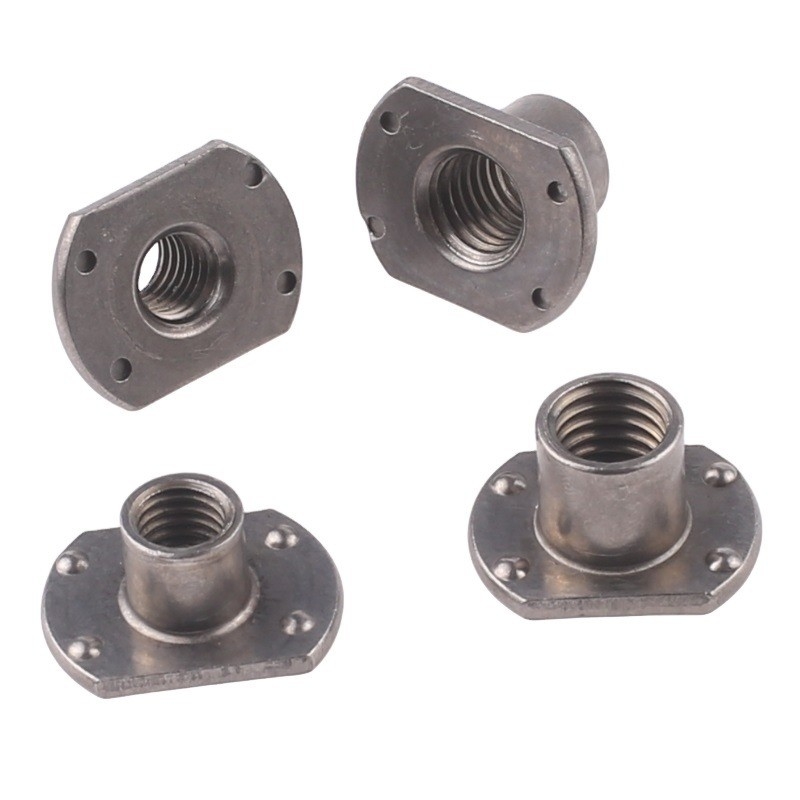 M6 M8 M10 Conector de muebles de acero inoxidable Base redonda plana Barril roscado T Noca de soldadura para aplicaciones de sistemas de petróleo y gas