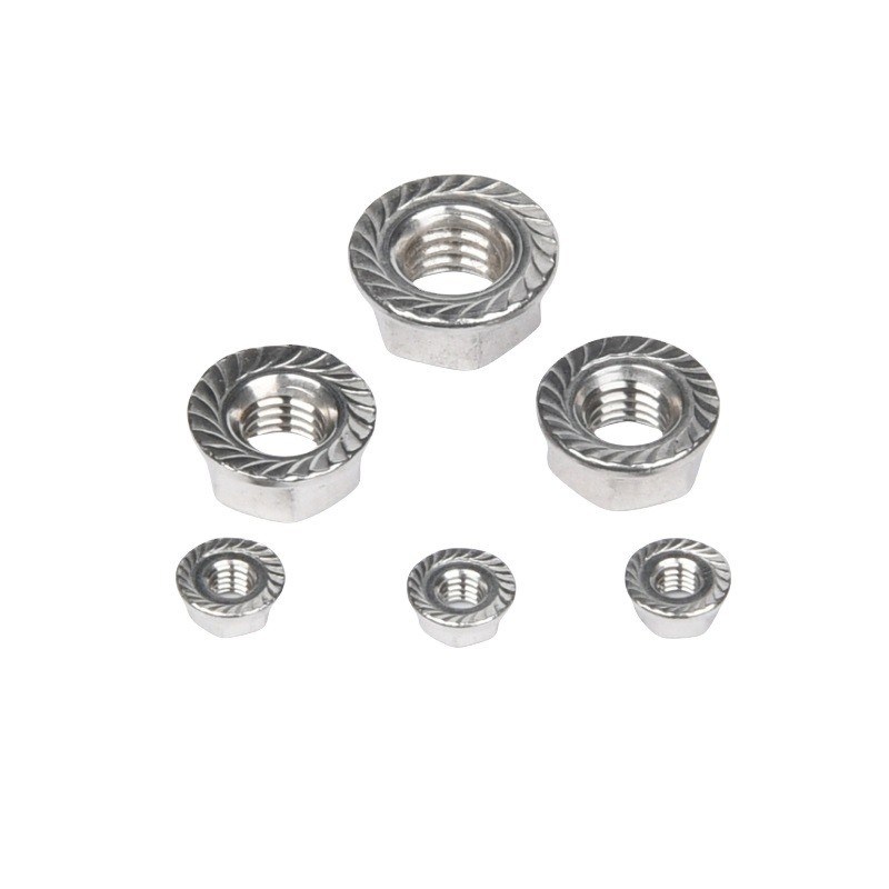 Nucleo de brida de hilo fino de acero al carbono niquelado SS304 DIN6923 M8 M10 M12 para la industria automotriz Proveedor de soluciones