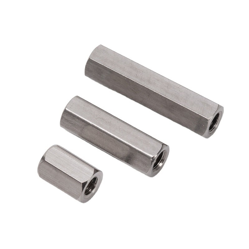 Acero inoxidable para minería 201/304/316 Conector hexagonal con rosca M4 M5 M6 M16 Nueces de acoplamiento hexagonales largas DIN6334 3/8&quot;-16 x 1-1/8