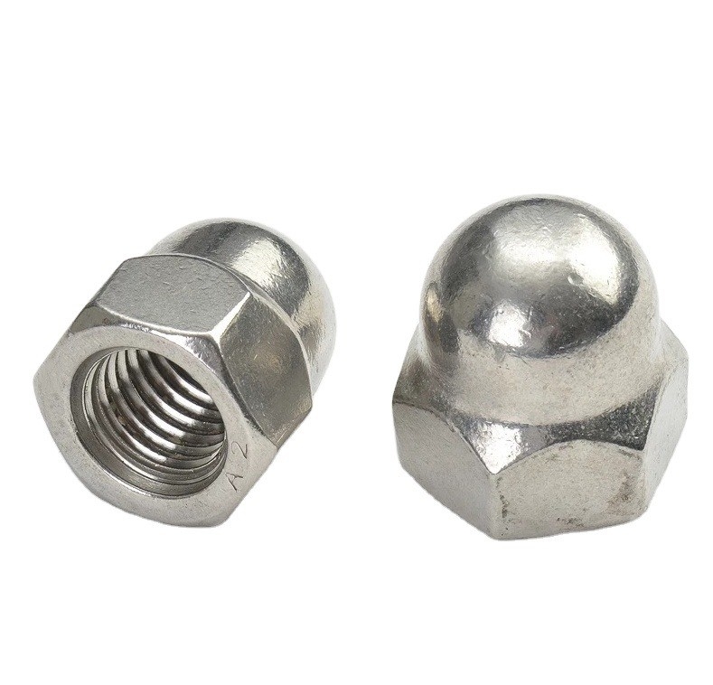 Tratamiento de agua DIN Estándar de revestimiento amarillo de latón acabado de zinc escamas recubiertas con tapa hexagonal nuez de aguja nuez con tapa de cúpula hexagonal