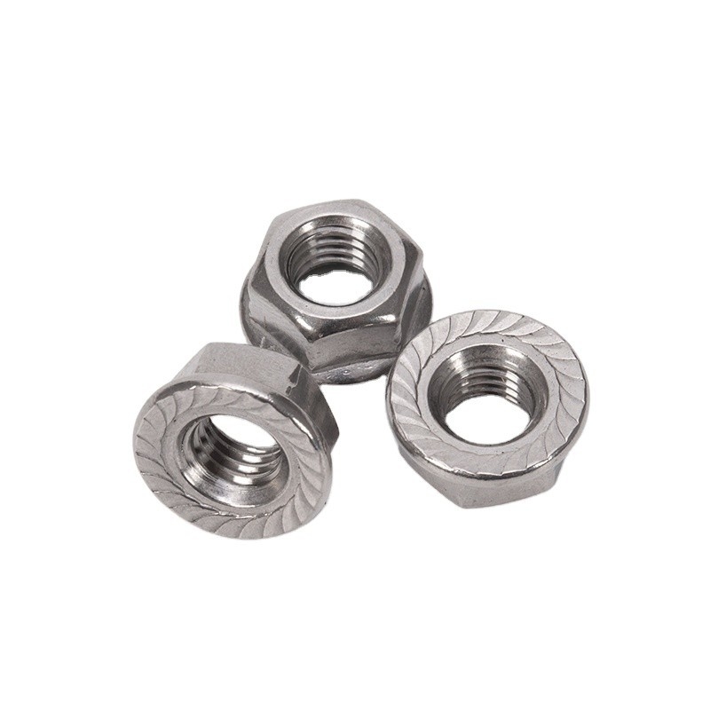 Sistema de medición métrico DIN6923 SS304 SS316 M6 M7 M8 M10 Nueces de brida hexadecimal dentada grande para la industria general
