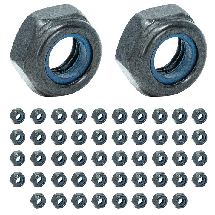 Nuts hexadecimales con inserciones de bloqueo de nylon antivibración de acero inoxidable 201/304/316 acabado de óxido negro